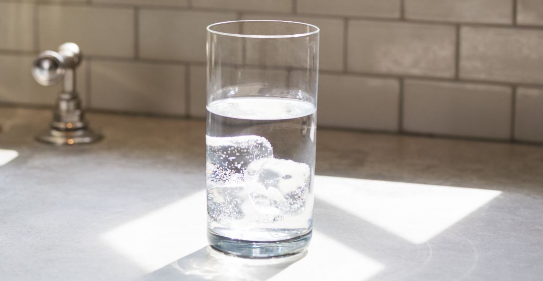 Glass of water in the sunlight